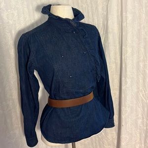 vintage 80s Jag ruffled denim shirt
